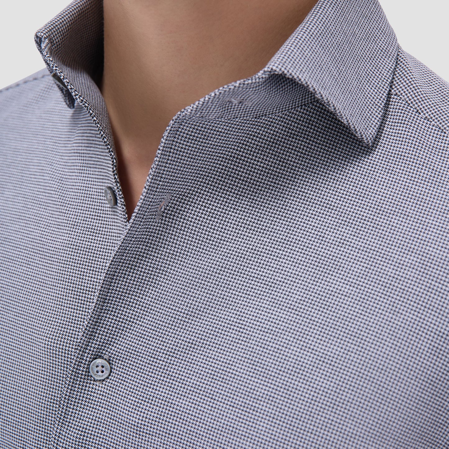 Bugatchi Devon Hound's Tooth OoohCotton® Shirt Black