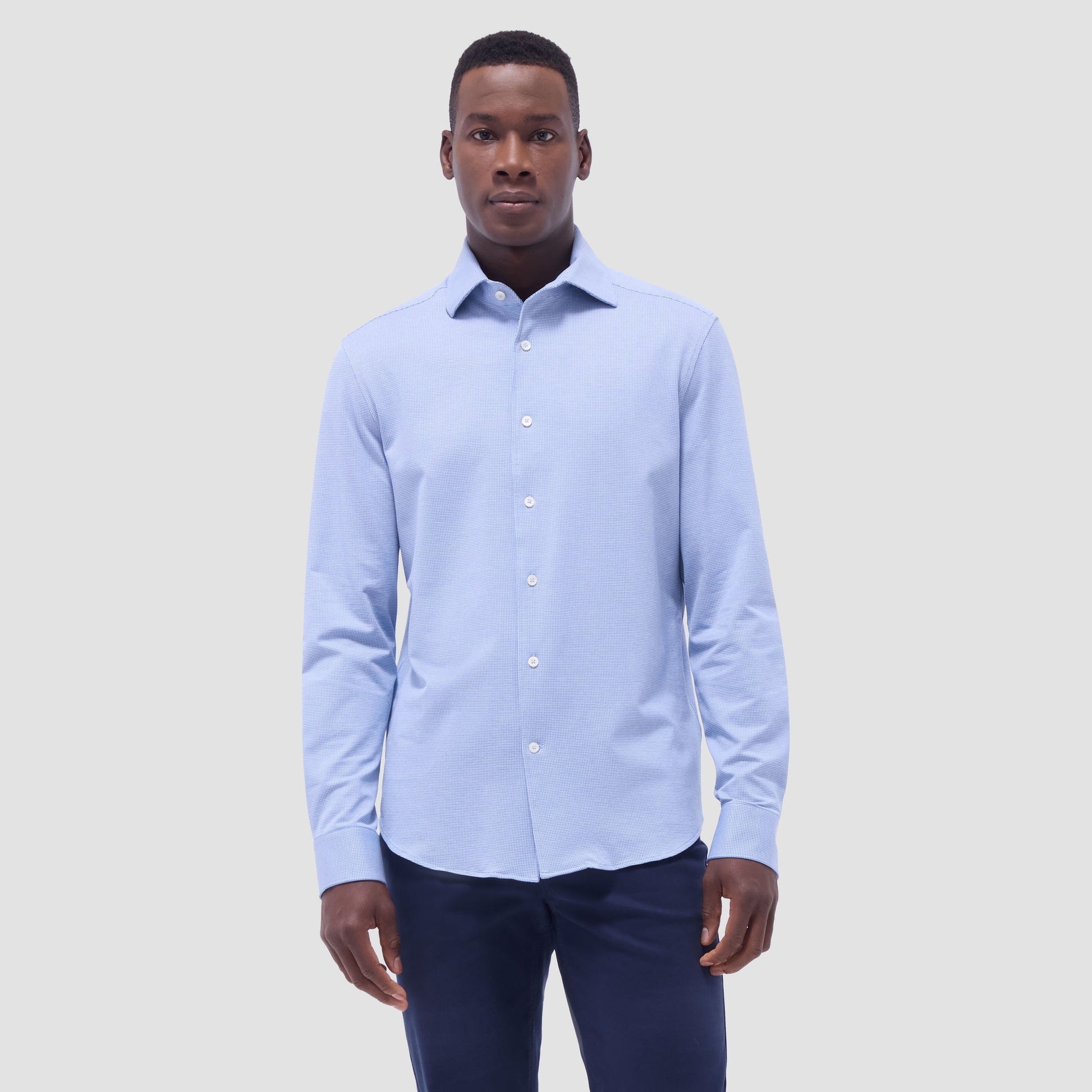 Bugatchi Devon Hound's Tooth OoohCotton® Shirt Classic Blue