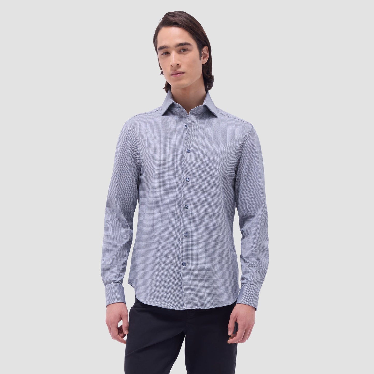 Bugatchi Devon Hound's Tooth OoohCotton® Shirt Navy