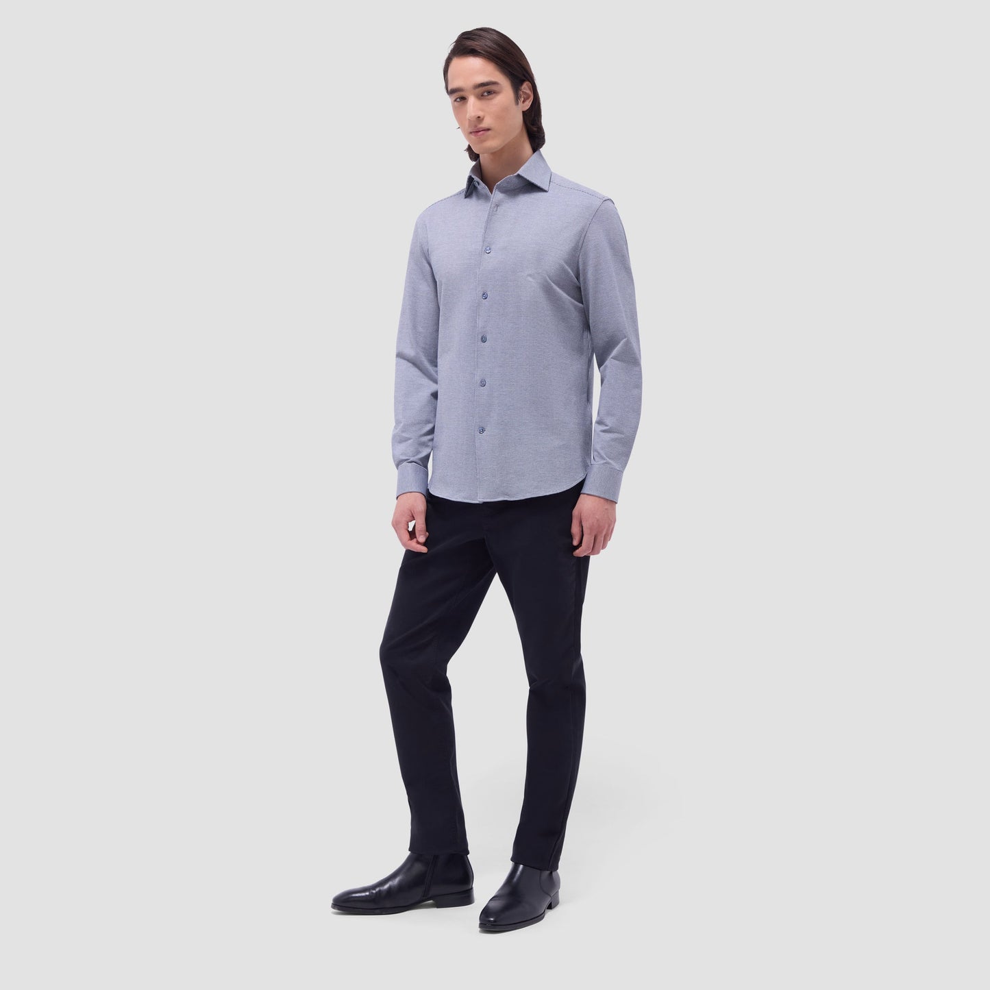 Bugatchi Devon Hound's Tooth OoohCotton® Shirt Navy