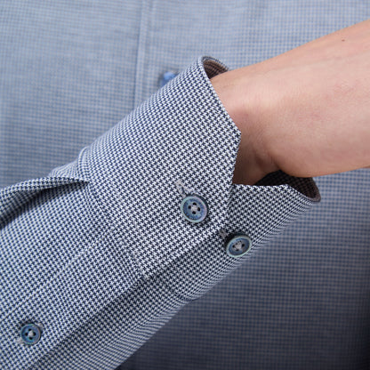 Bugatchi Devon Hound's Tooth OoohCotton® Shirt Navy