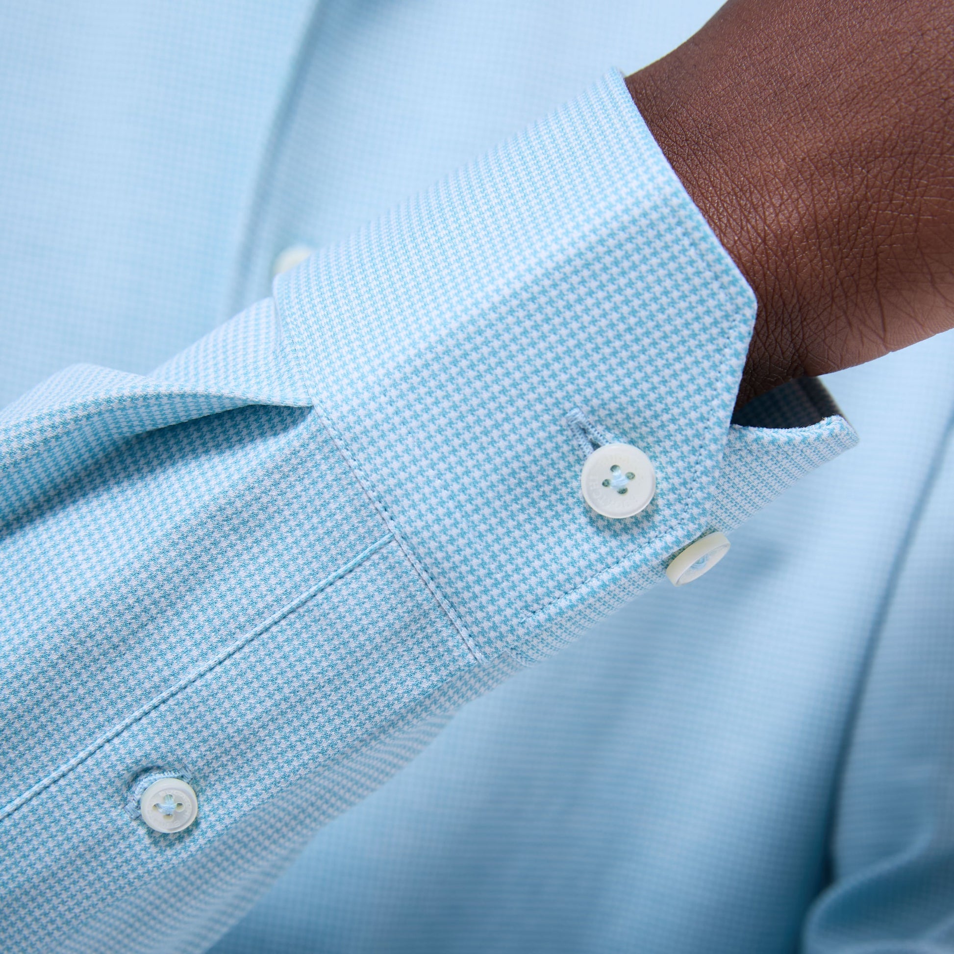 Bugatchi Devon Hound's Tooth OoohCotton® Shirt Turquoise