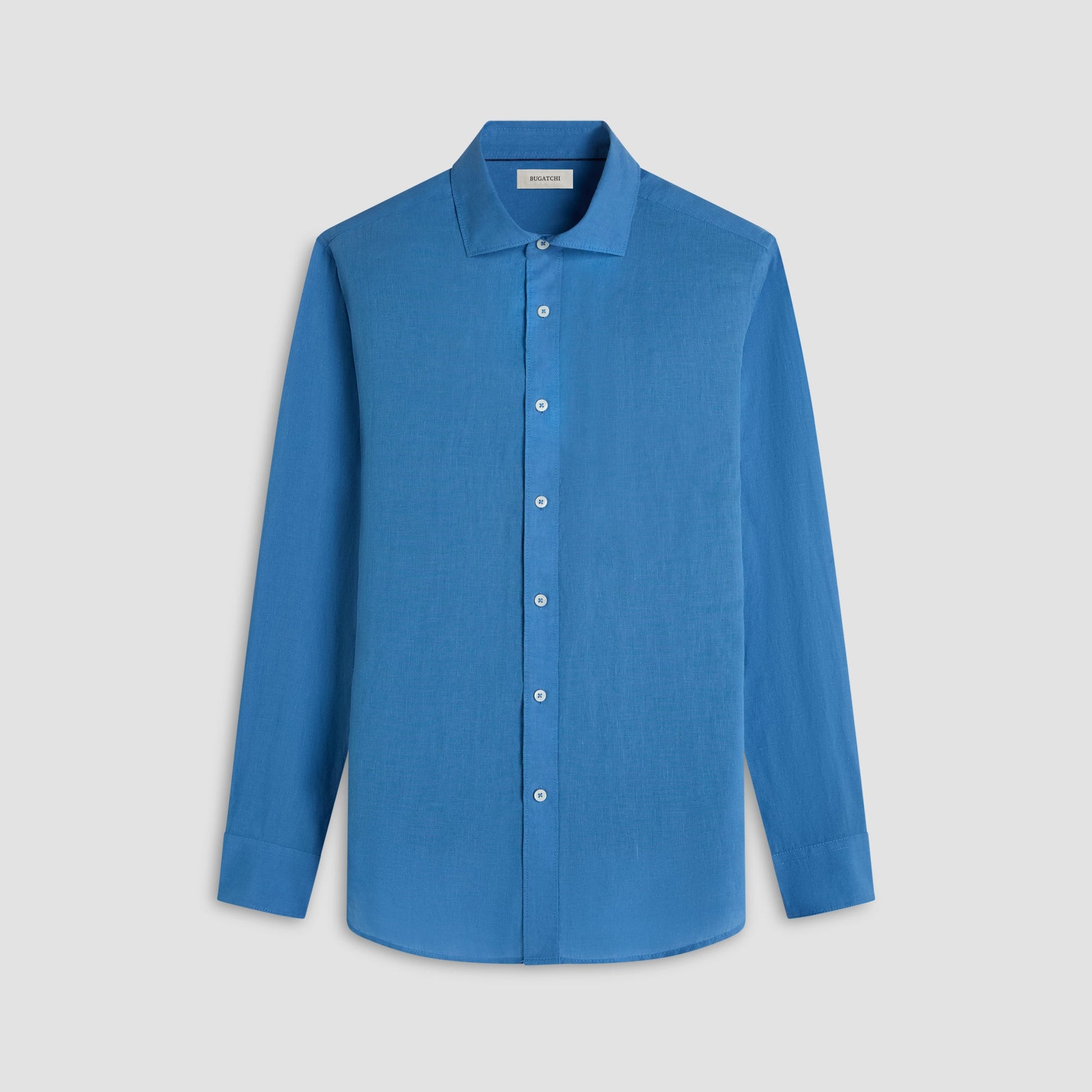 Bugatchi Axel Solid Linen Shirt Classic Blue