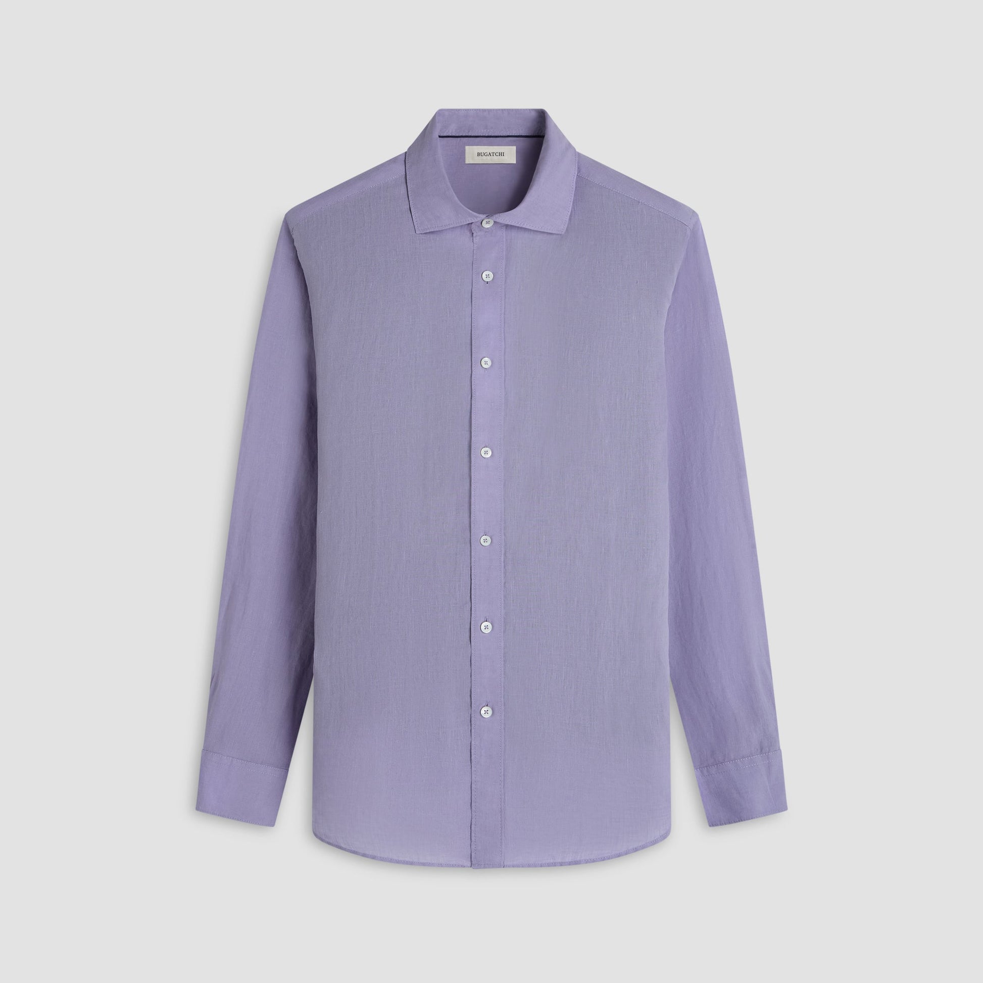 Bugatchi Axel Solid Linen Shirt Lilac