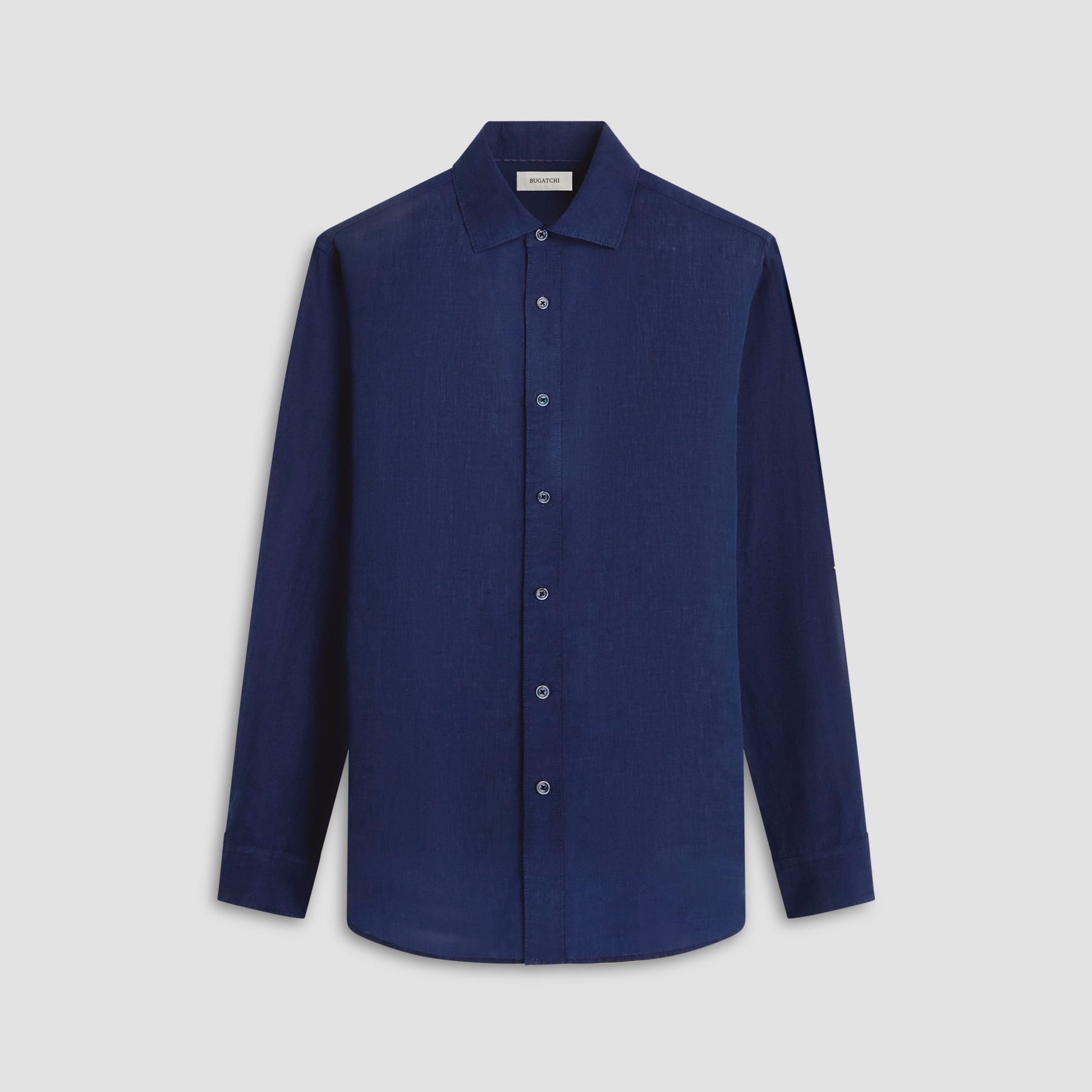 Bugatchi Axel Solid Linen Shirt Navy