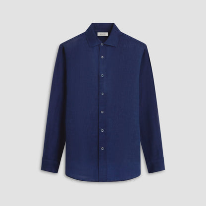 Bugatchi Axel Solid Linen Shirt Navy