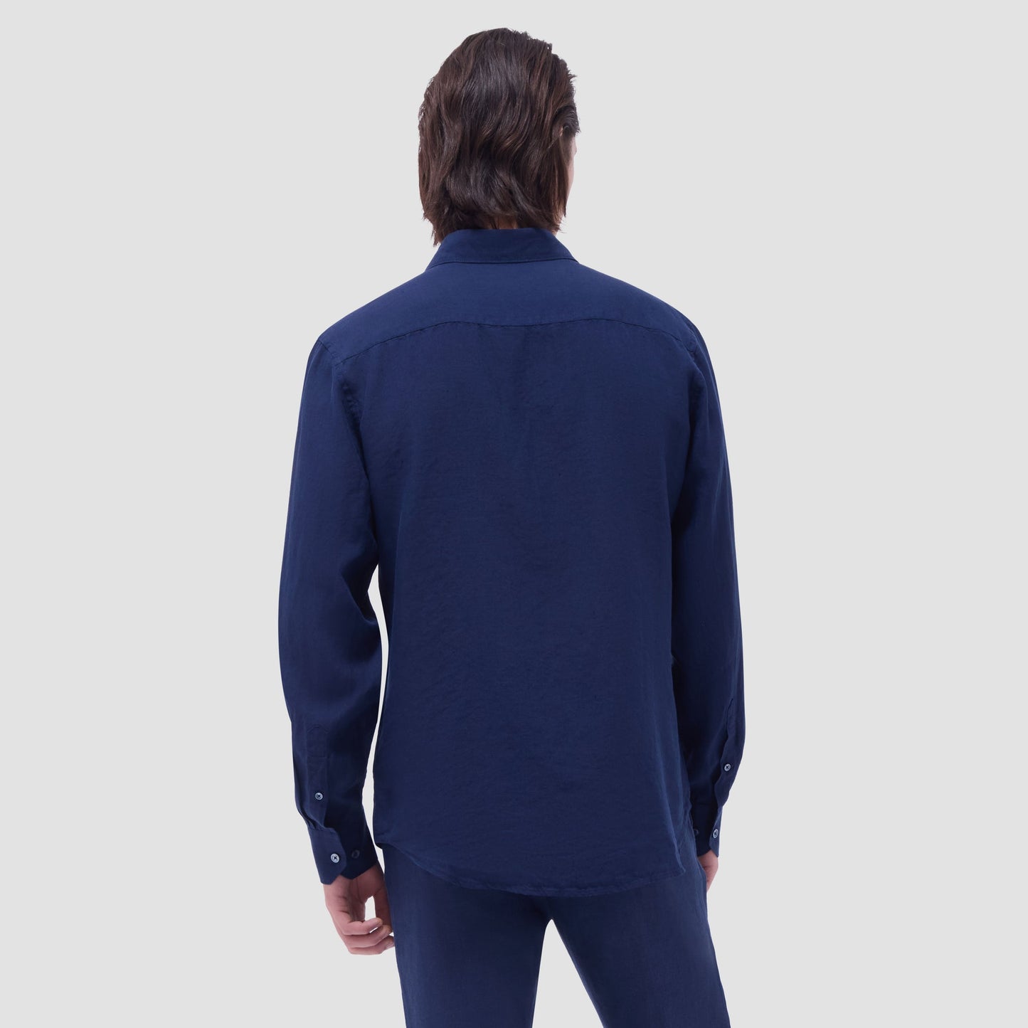 Bugatchi Axel Solid Linen Shirt Navy