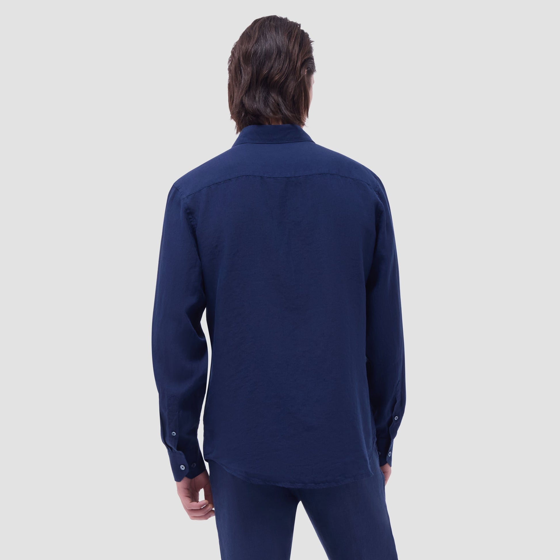 Bugatchi Axel Solid Linen Shirt Navy