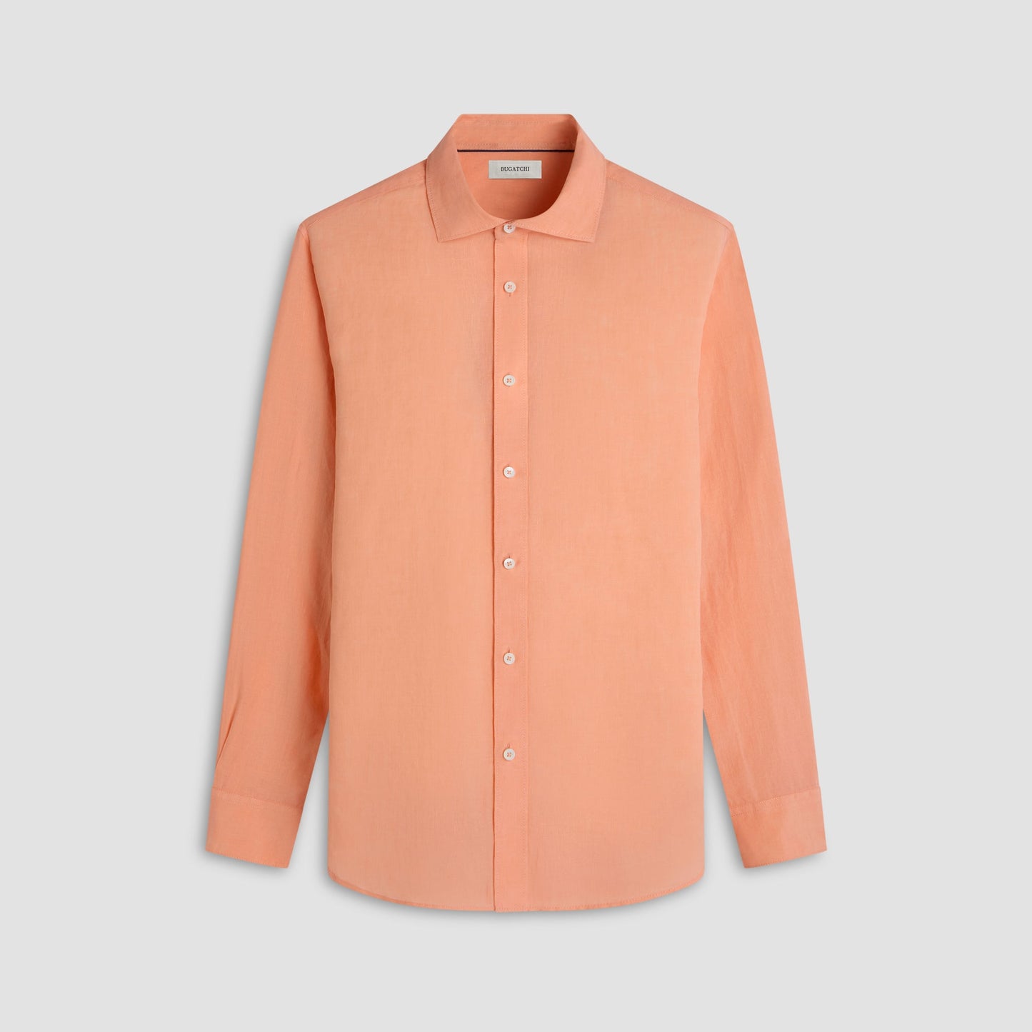 Bugatchi Axel Solid Linen Shirt Papaya