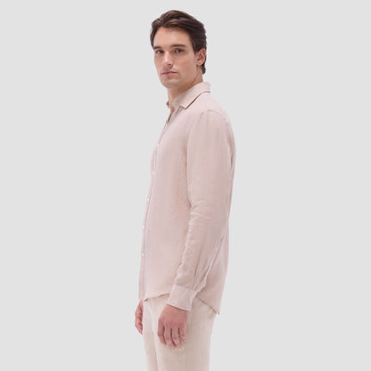 Bugatchi Axel Solid Linen Shirt Sand