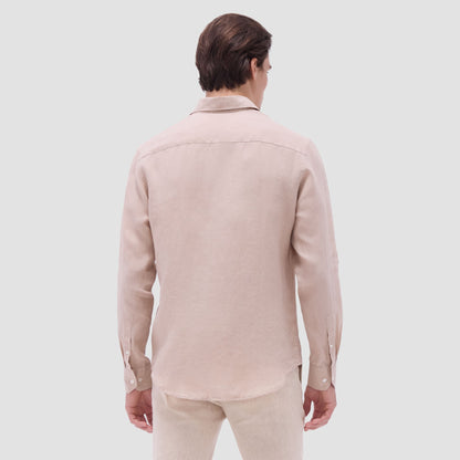 Bugatchi Axel Solid Linen Shirt Sand