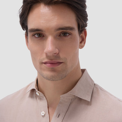 Bugatchi Axel Solid Linen Shirt Sand