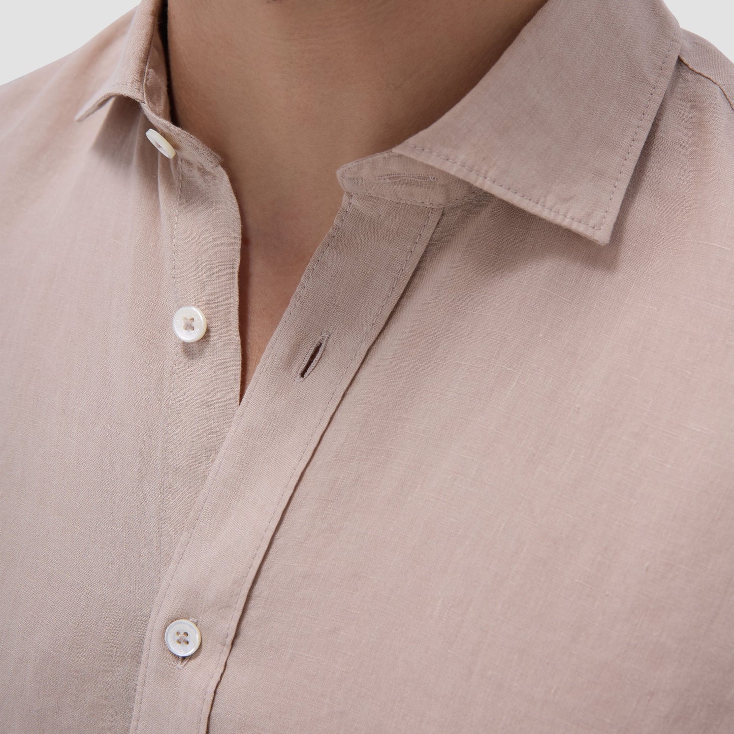 Bugatchi Axel Solid Linen Shirt Sand