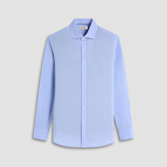 Bugatchi Axel Solid Linen Shirt Sky
