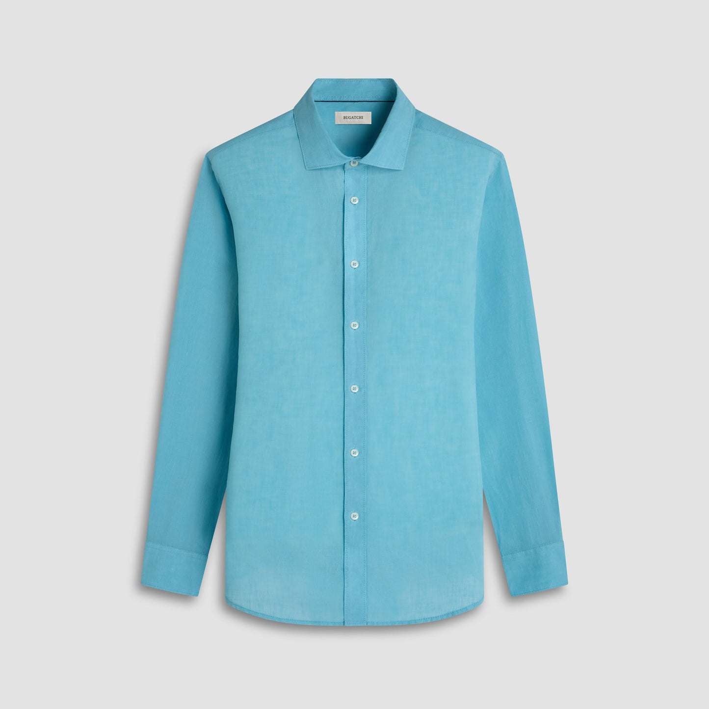 Bugatchi Axel Solid Linen Shirt Turquoise