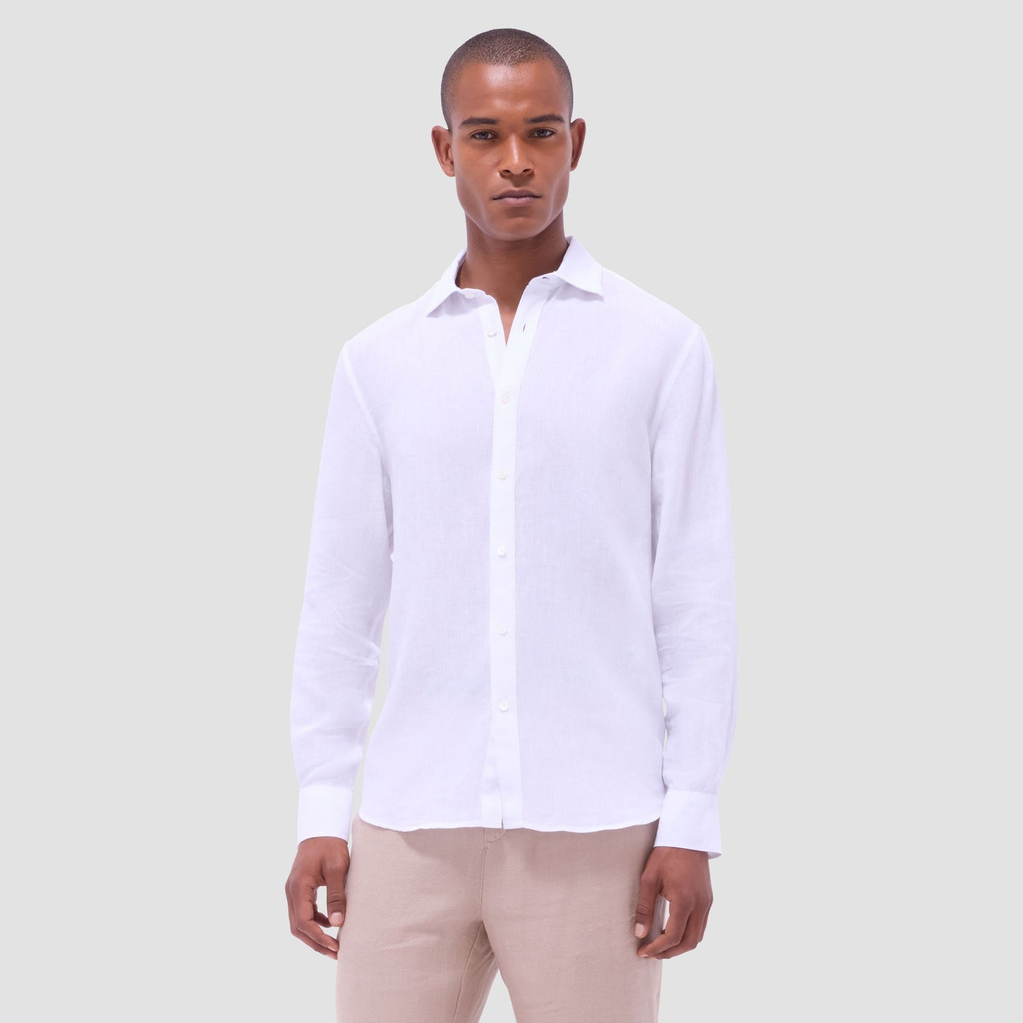 Bugatchi Axel Solid Linen Shirt White