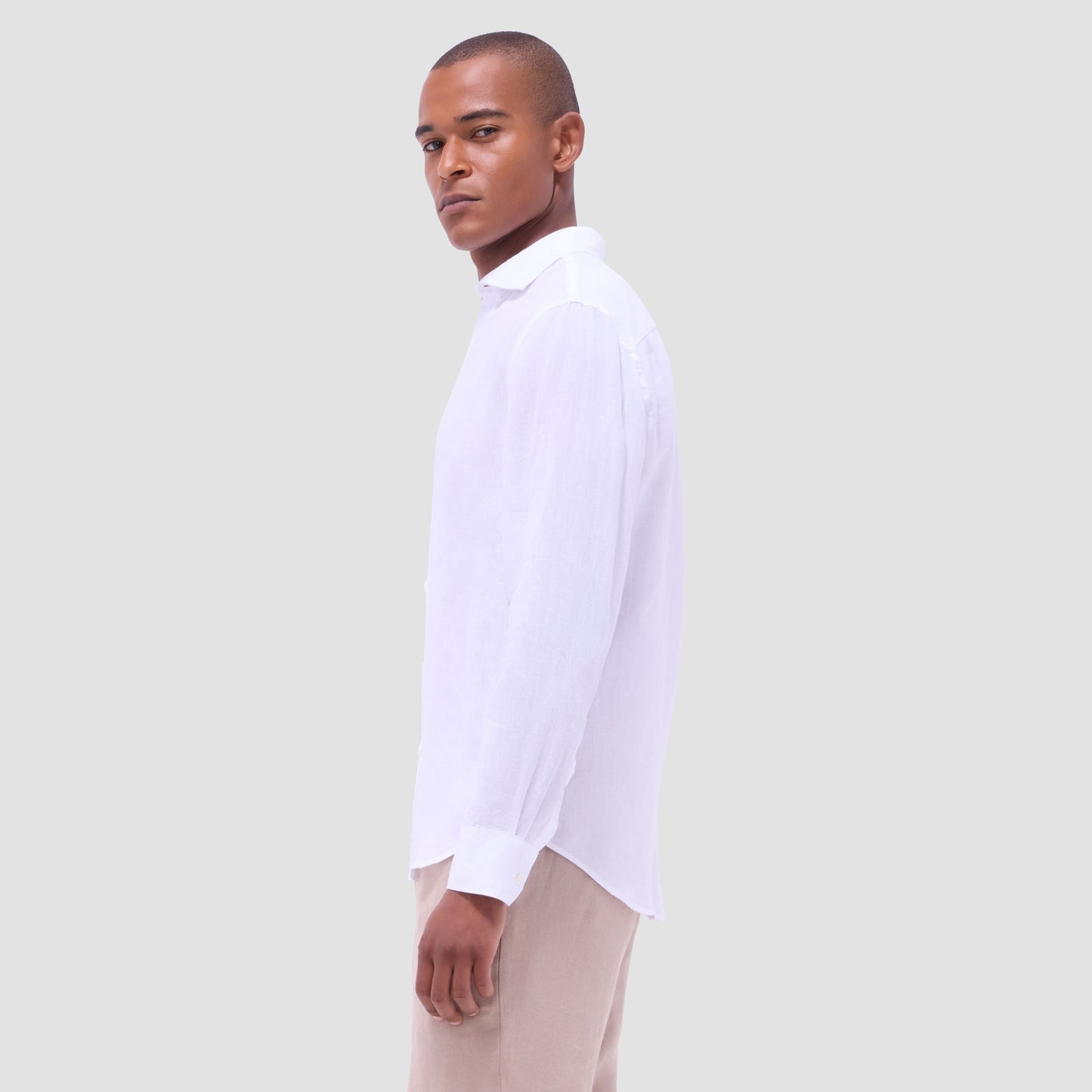 Bugatchi Axel Solid Linen Shirt White