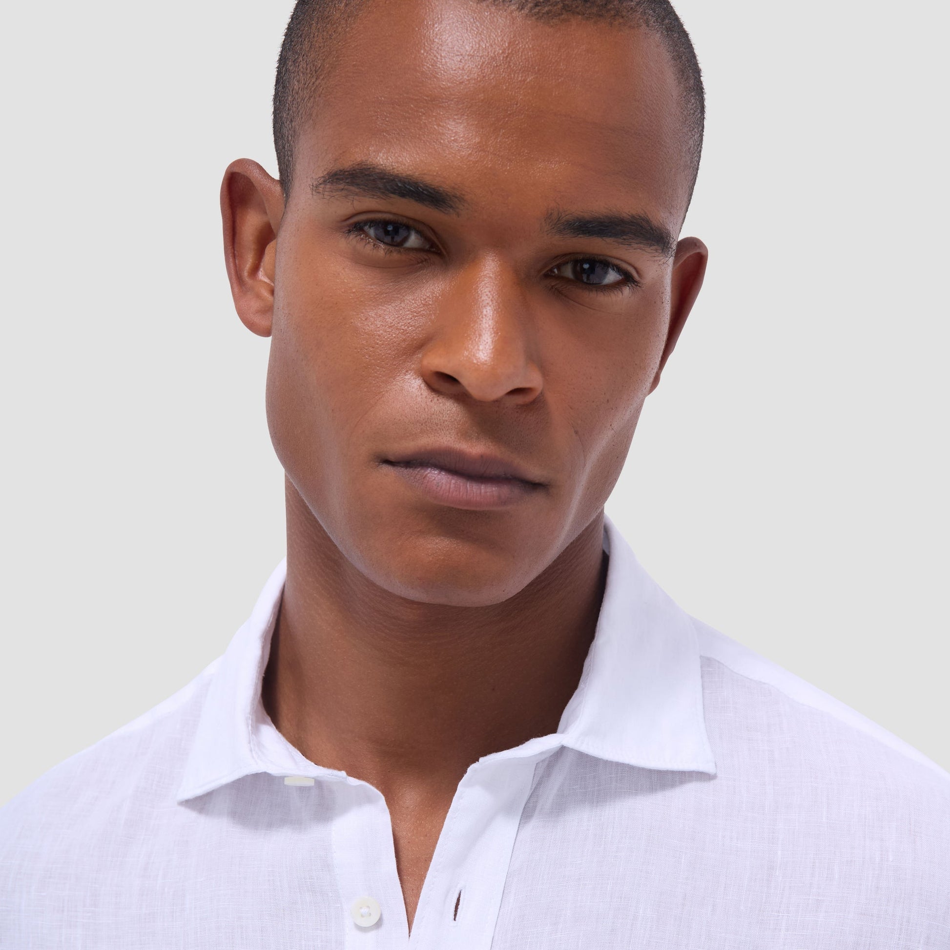 Bugatchi Axel Solid Linen Shirt White
