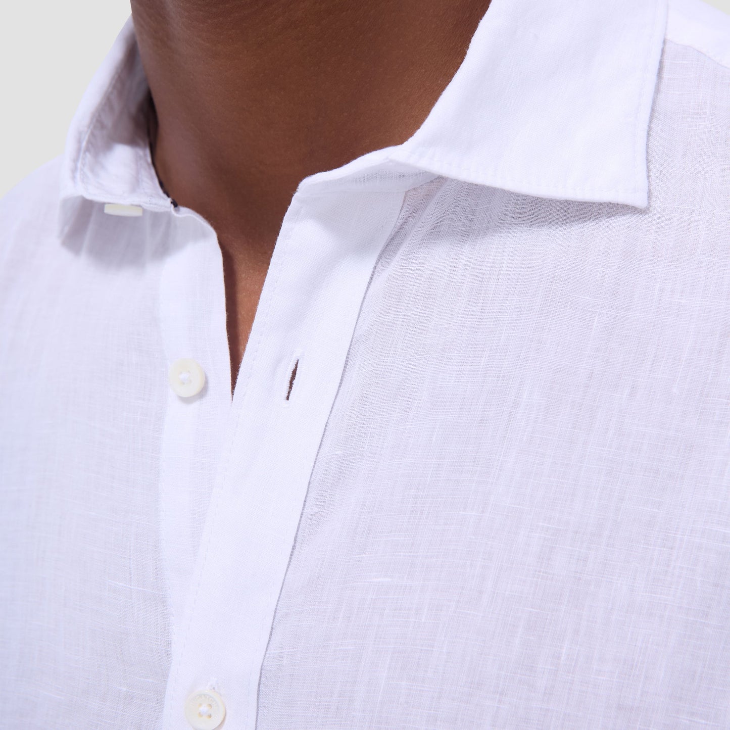 Bugatchi Axel Solid Linen Shirt White