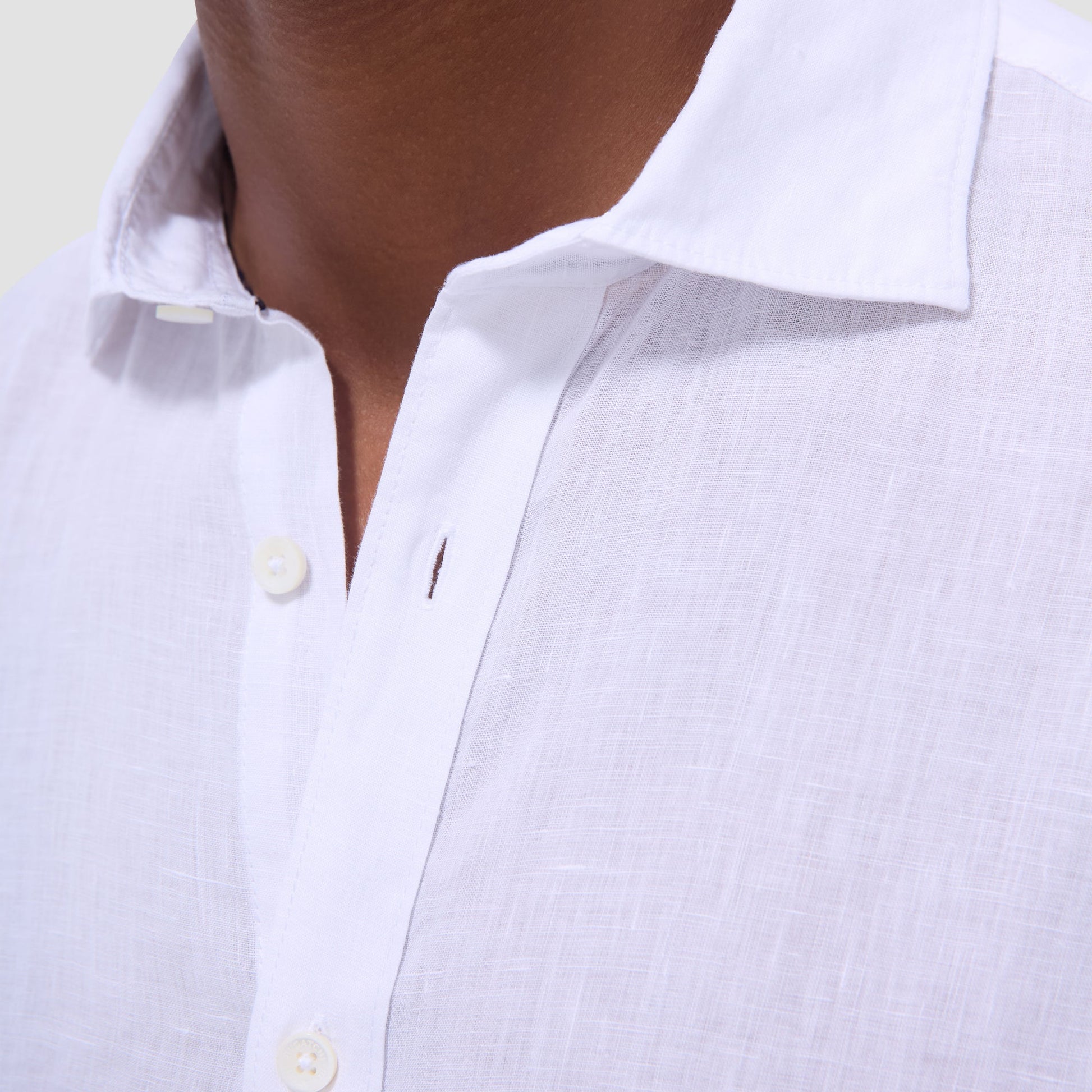 Bugatchi Axel Solid Linen Shirt White