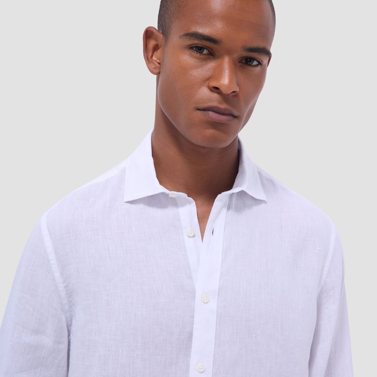 Bugatchi Axel Solid Linen Shirt White