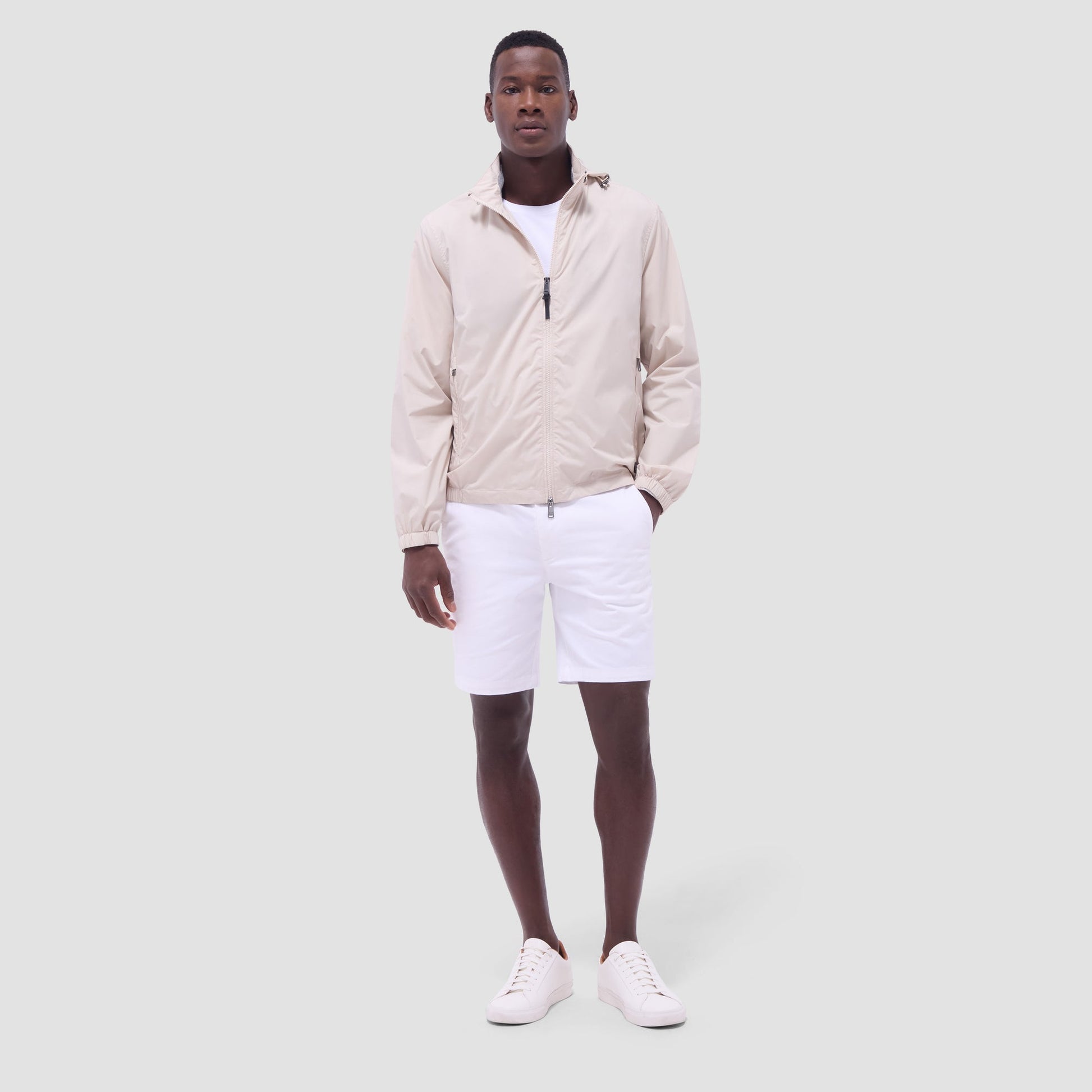 Bugatchi Packable Nylon Windbreaker Jacket Almond