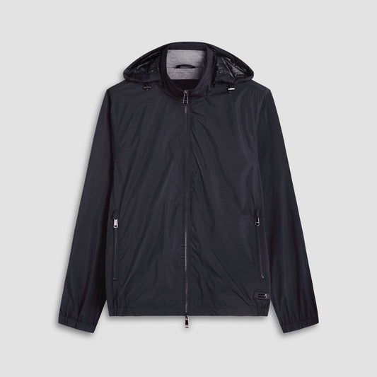 Bugatchi Packable Nylon Windbreaker Jacket Black