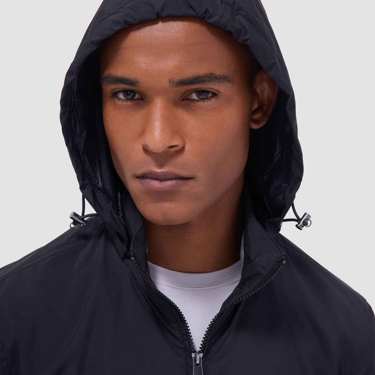 Bugatchi Packable Nylon Windbreaker Jacket Black