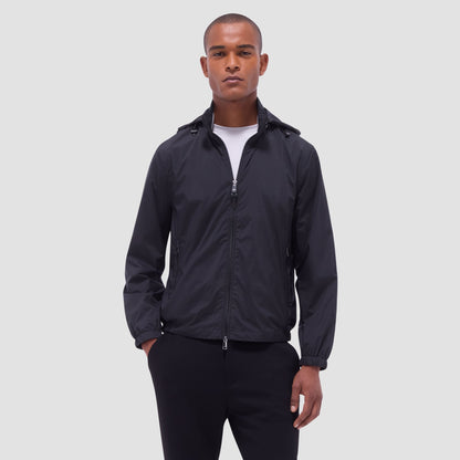 Bugatchi Packable Nylon Windbreaker Jacket Black