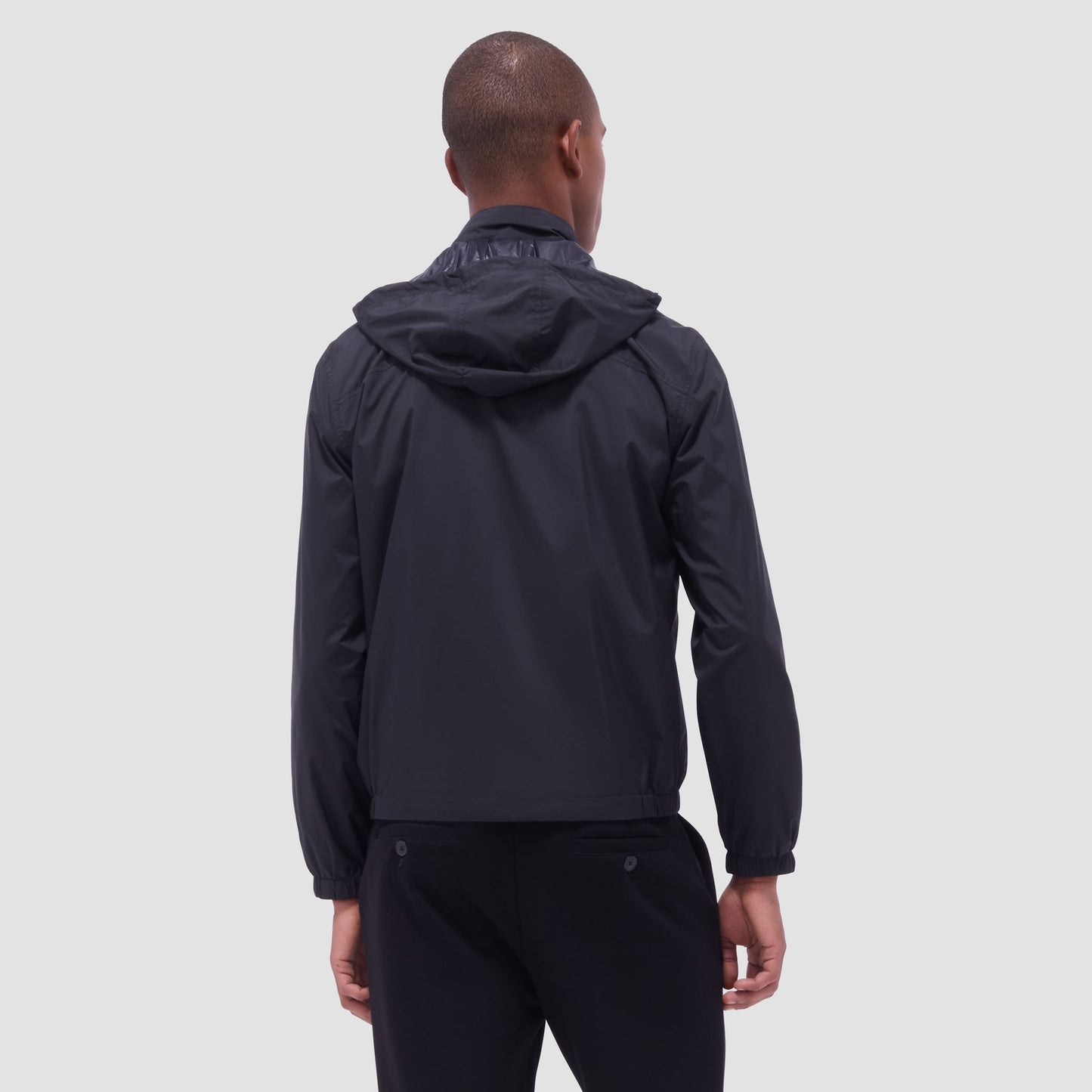 Bugatchi Packable Nylon Windbreaker Jacket Black