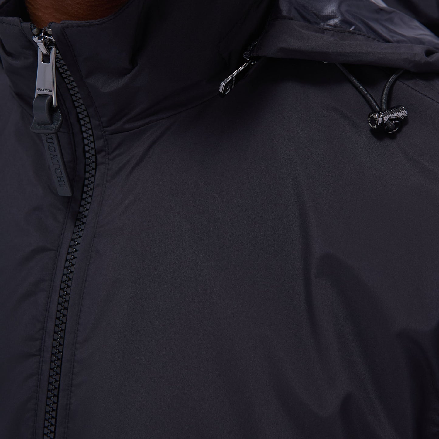 Bugatchi Packable Nylon Windbreaker Jacket Black