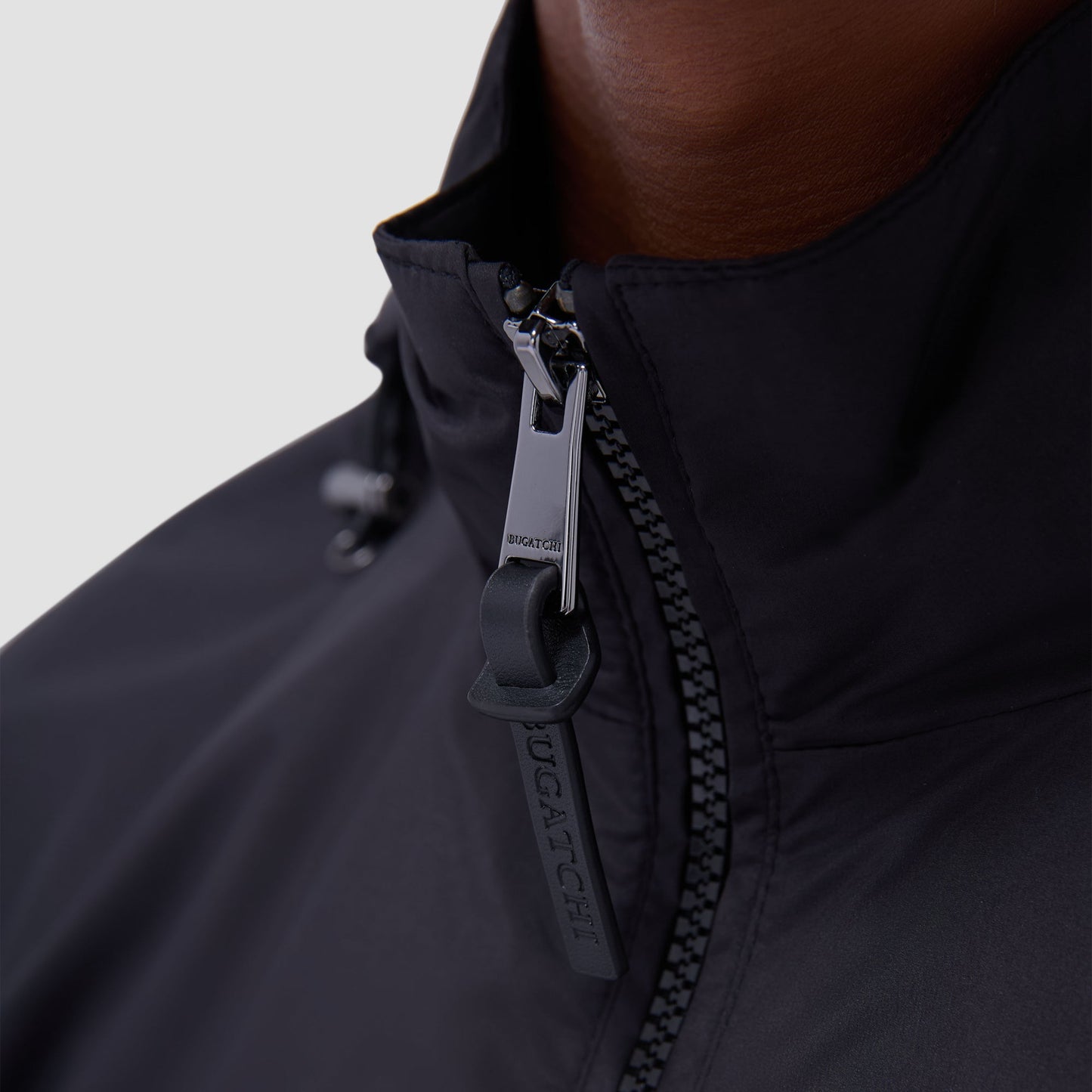 Bugatchi Packable Nylon Windbreaker Jacket Black