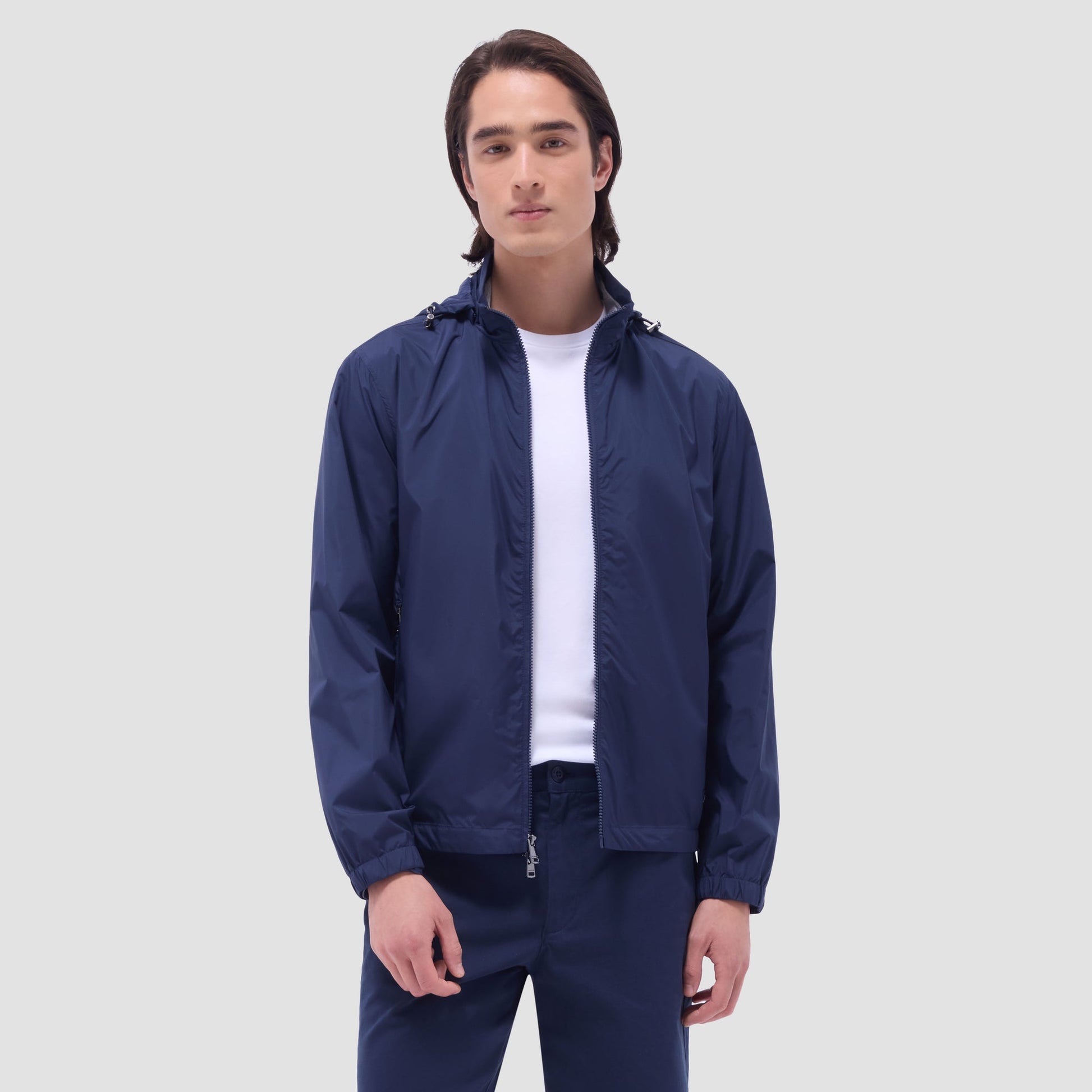 Bugatchi Packable Nylon Windbreaker Jacket Navy