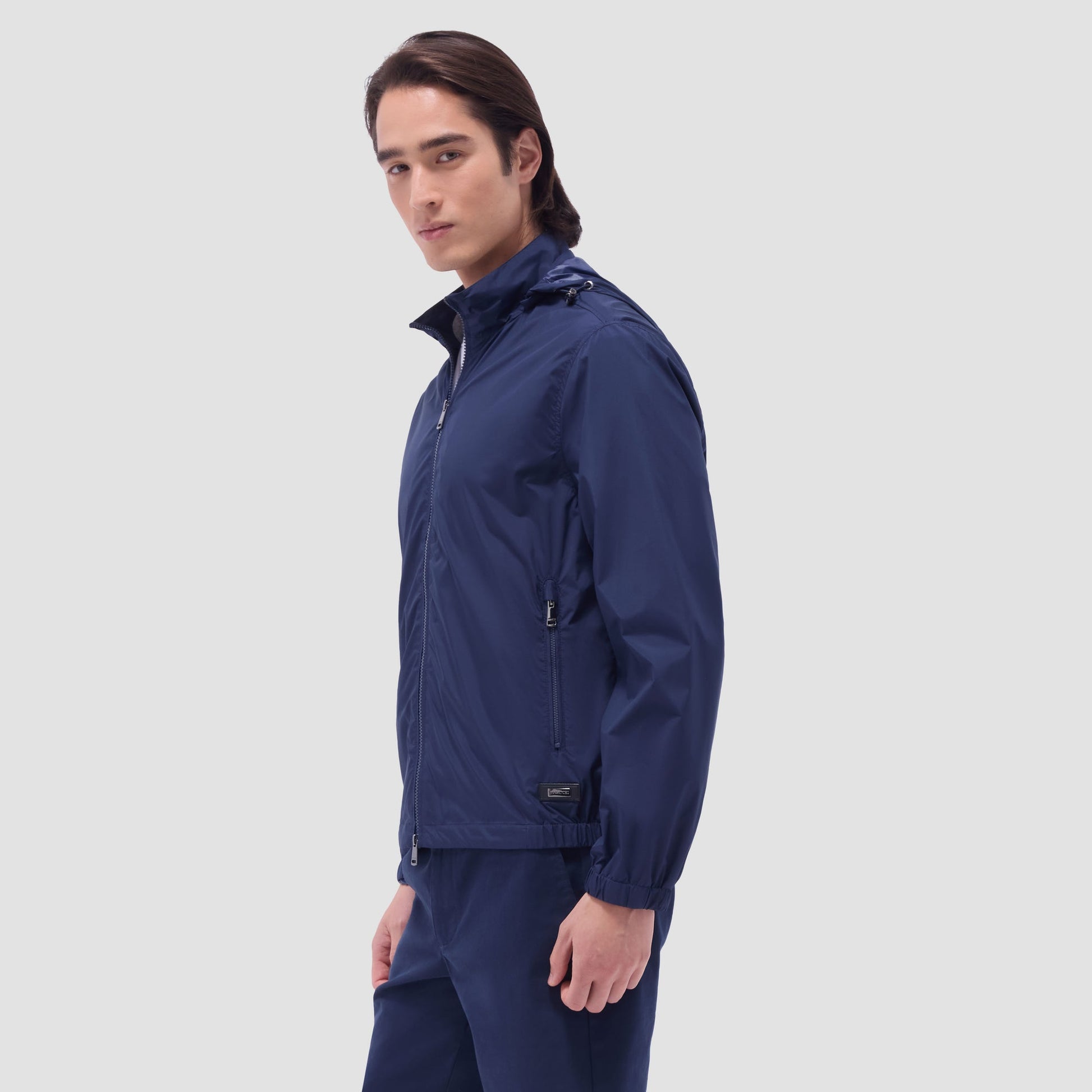 Bugatchi Packable Nylon Windbreaker Jacket Navy