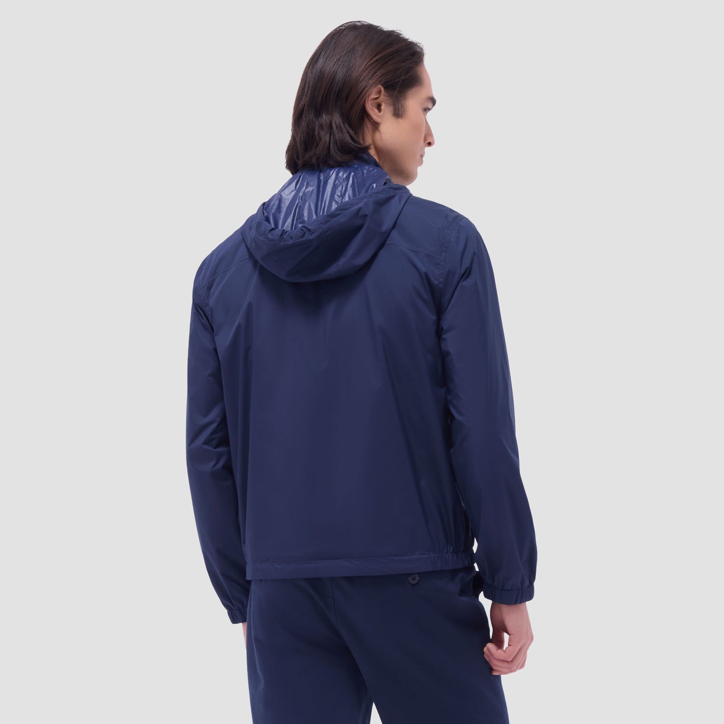 Bugatchi Packable Nylon Windbreaker Jacket Navy