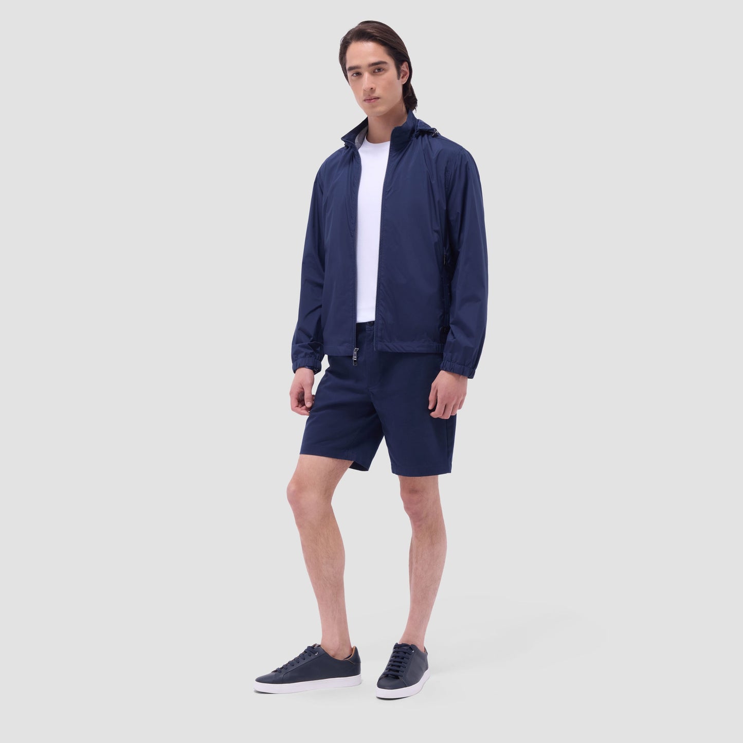 Bugatchi Packable Nylon Windbreaker Jacket Navy