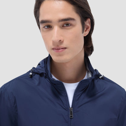 Bugatchi Packable Nylon Windbreaker Jacket Navy