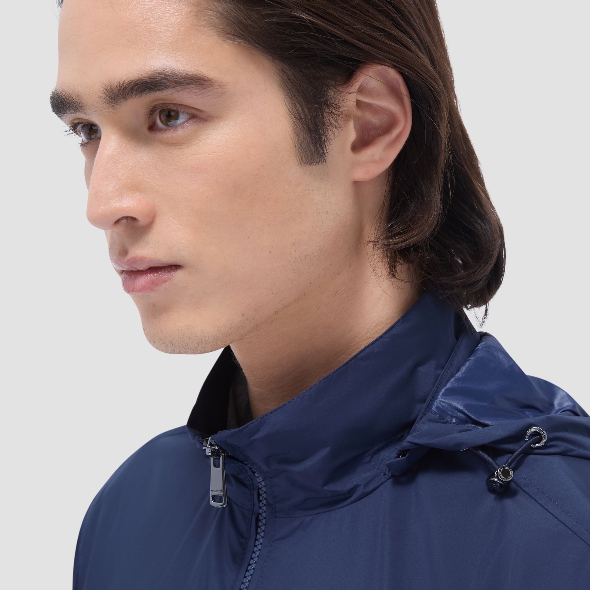 Bugatchi Packable Nylon Windbreaker Jacket Navy