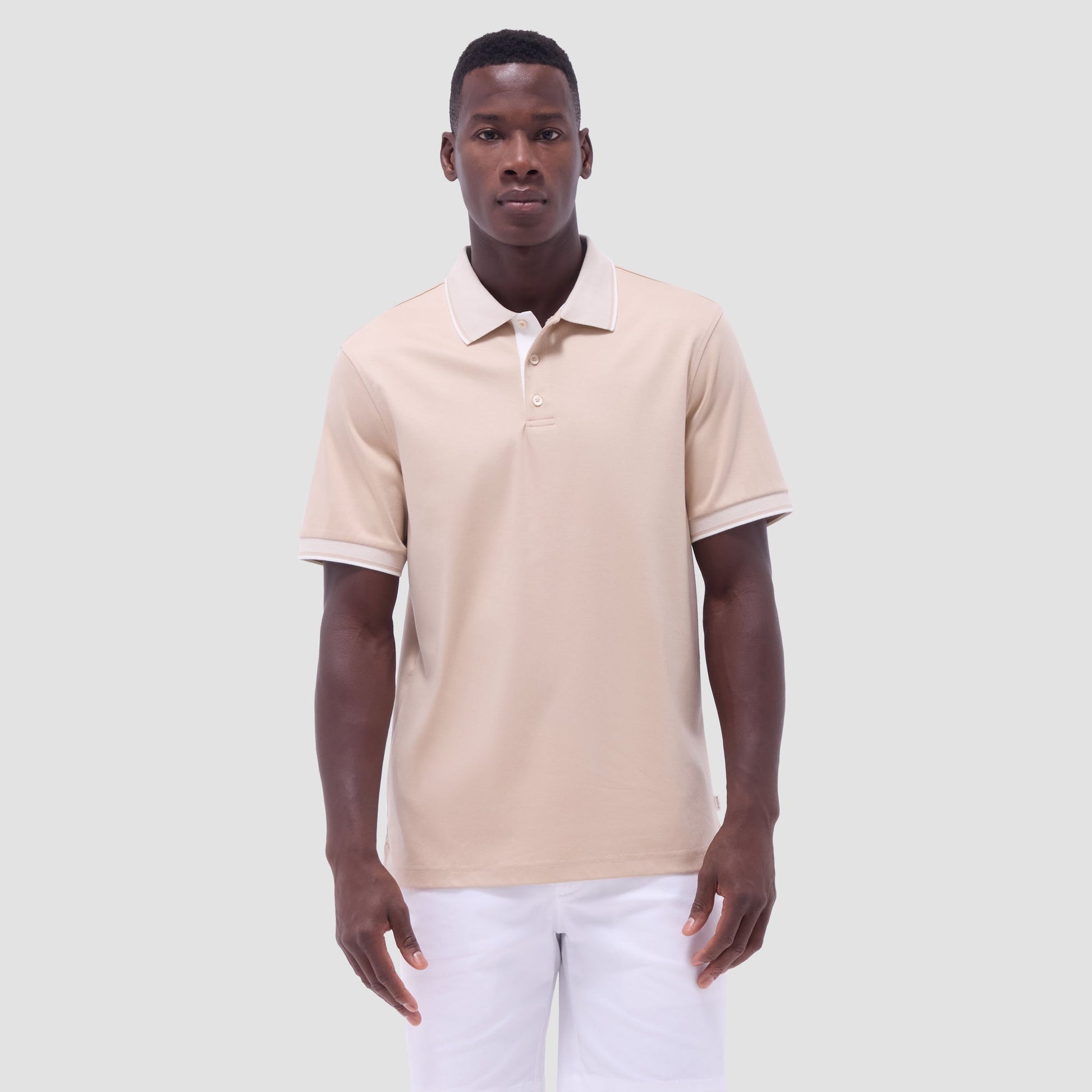 Bugatchi Solid Polo Shirt Sand