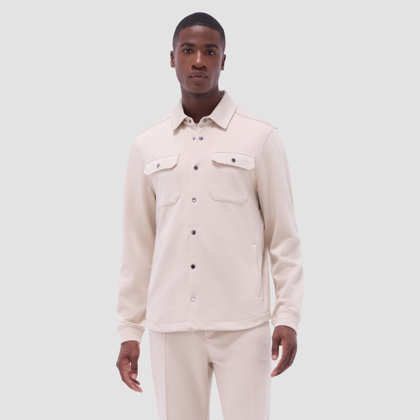 Bugatchi Soft Touch™ Solid Shirt Jacket Almond