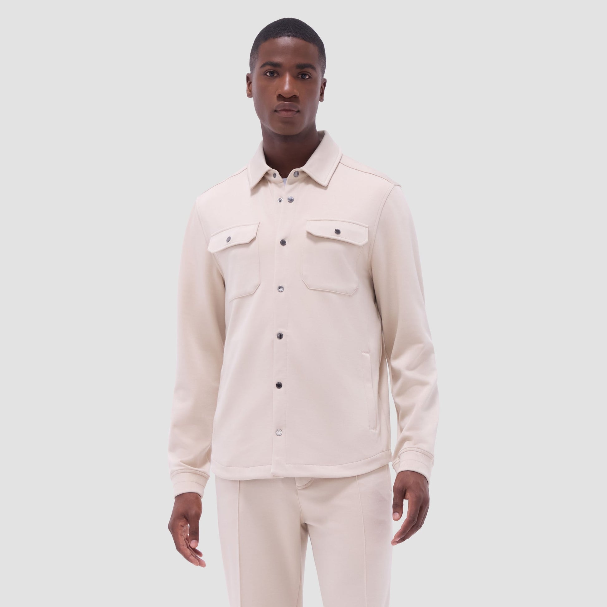 Bugatchi Soft Touch™ Solid Shirt Jacket Almond