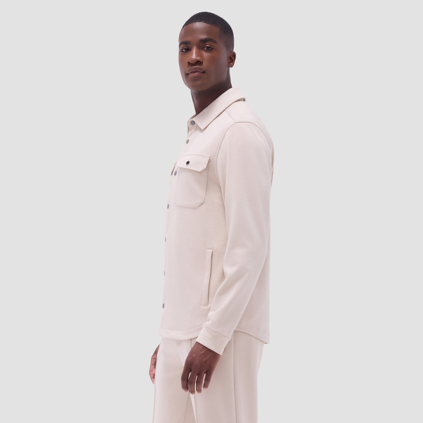 Bugatchi Soft Touch™ Solid Shirt Jacket Almond