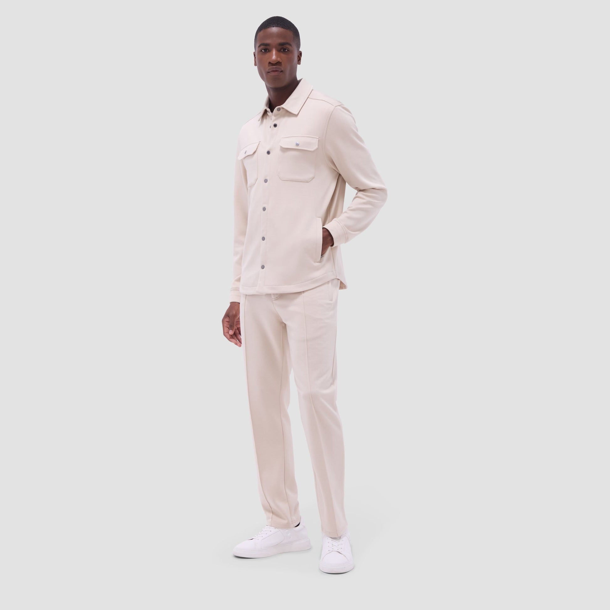Bugatchi Soft Touch™ Solid Shirt Jacket Almond