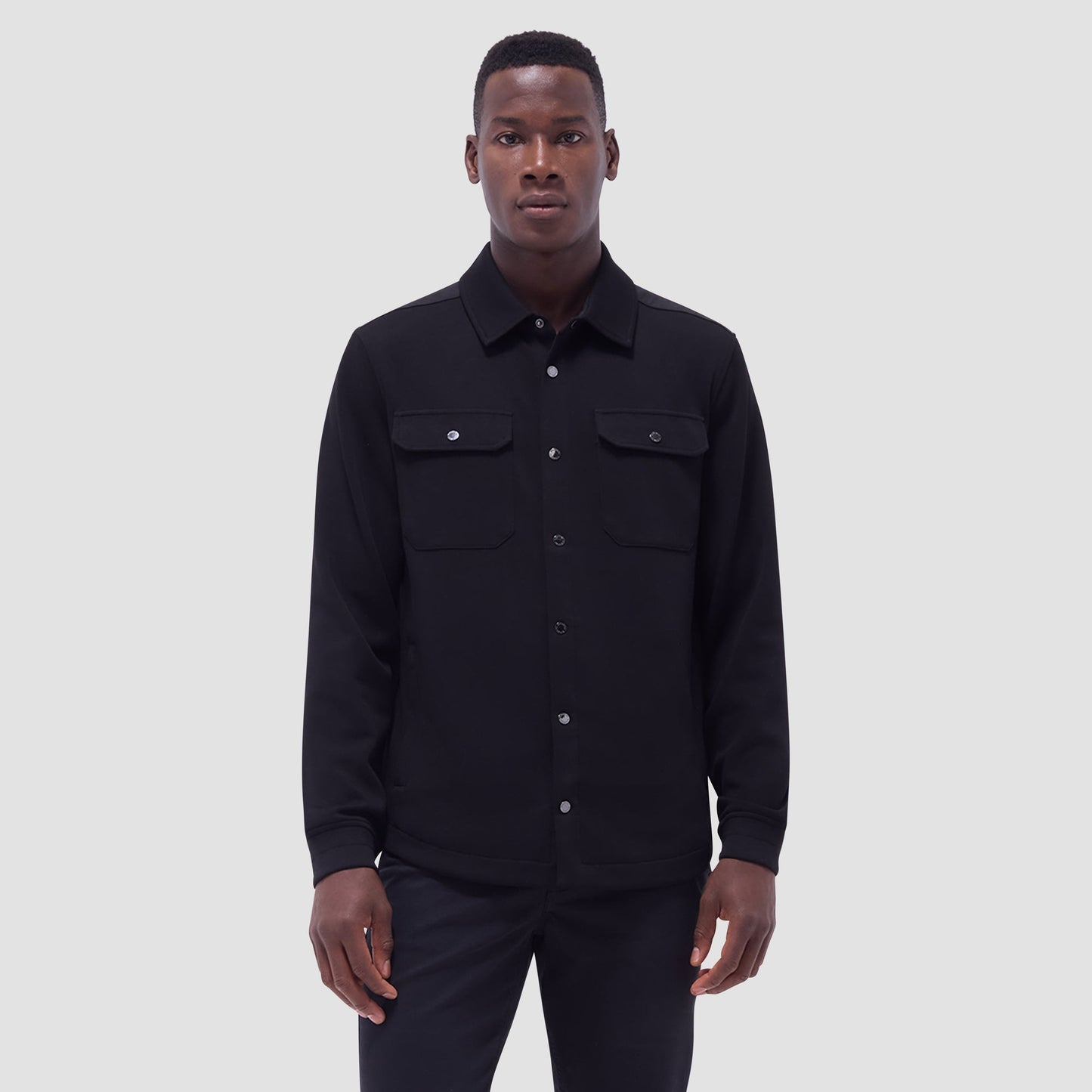 Bugatchi Soft Touch™ Solid Shirt Jacket Black