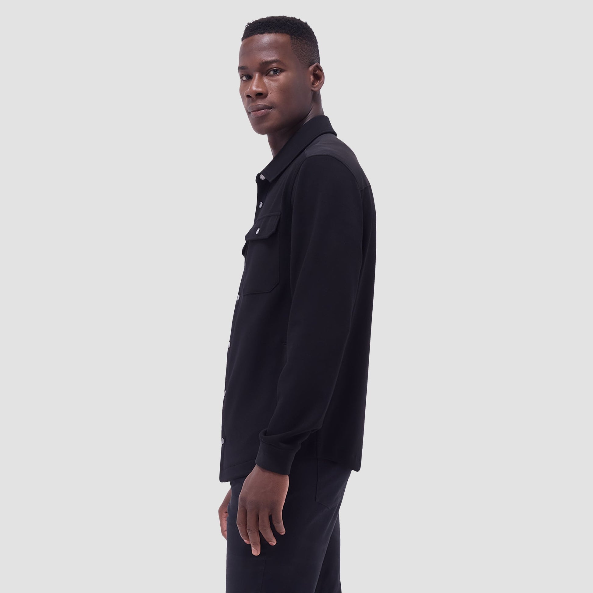 Bugatchi Soft Touch™ Solid Shirt Jacket Black