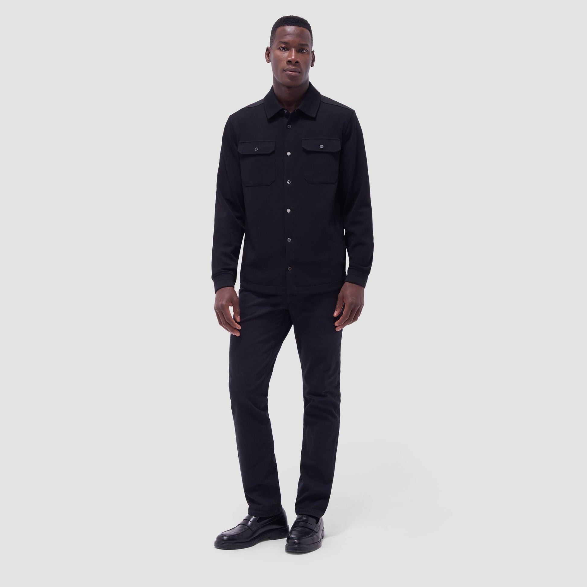 Bugatchi Soft Touch™ Solid Shirt Jacket Black