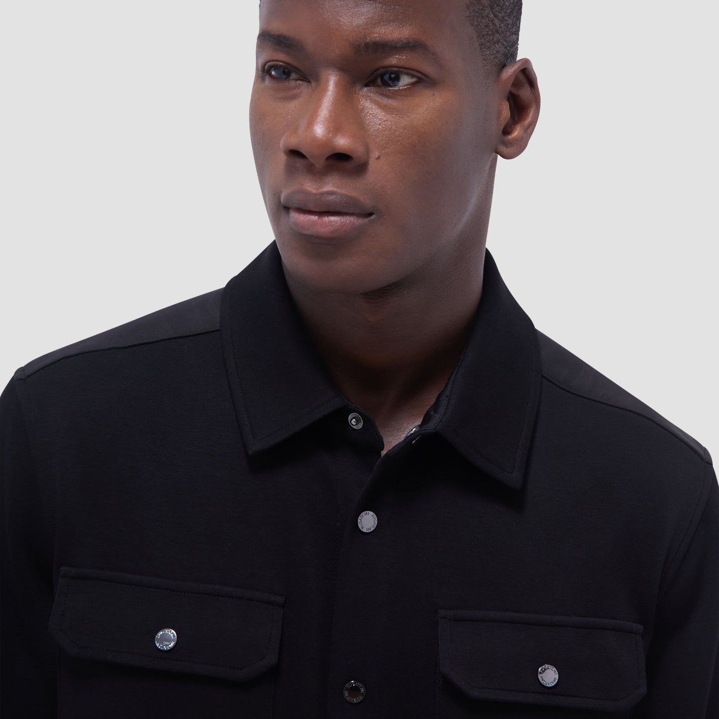 Bugatchi Soft Touch™ Solid Shirt Jacket Black