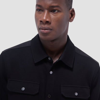 Bugatchi Soft Touch™ Solid Shirt Jacket Black