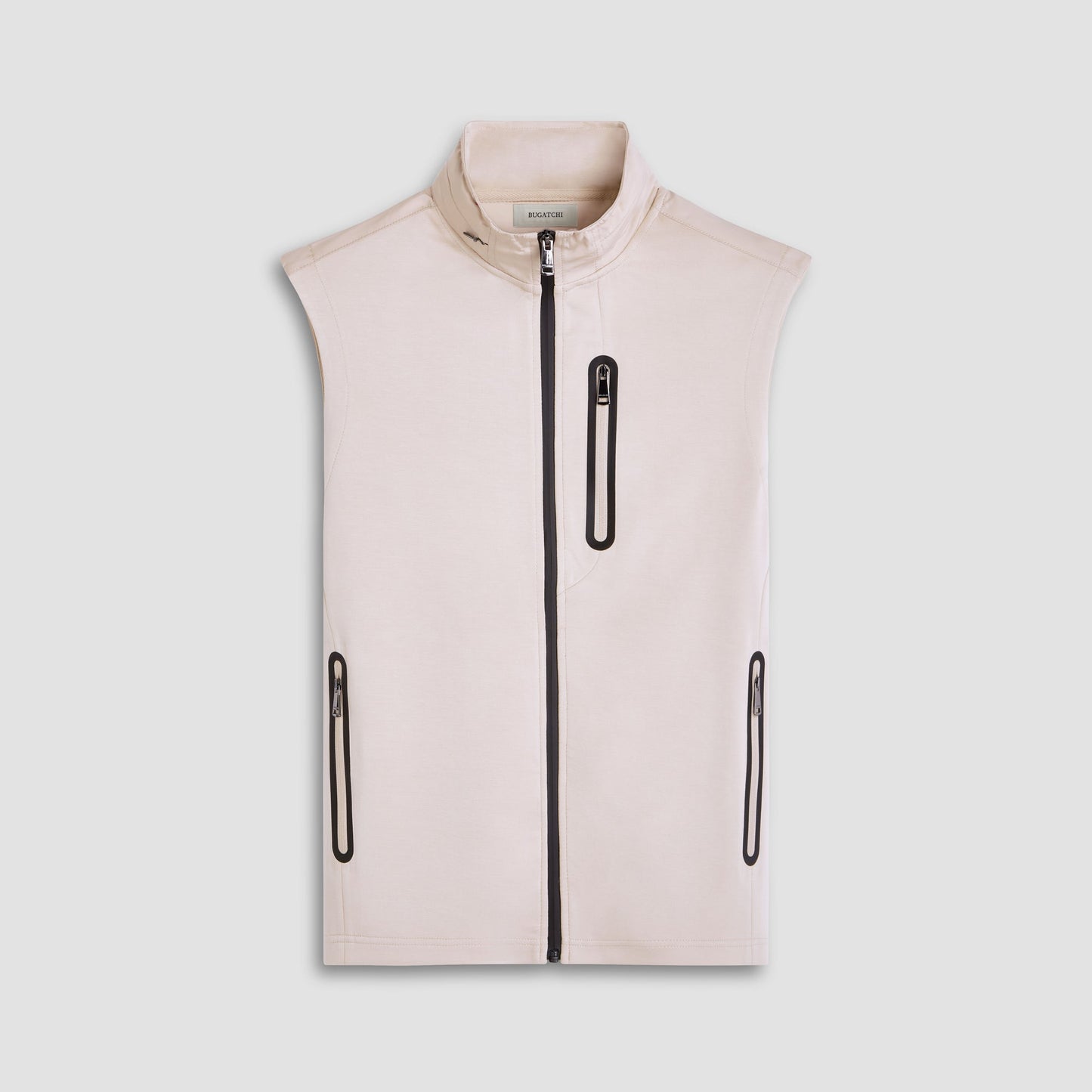 Bugatchi Soft Touch™ Solid Vest With Hood Almond
