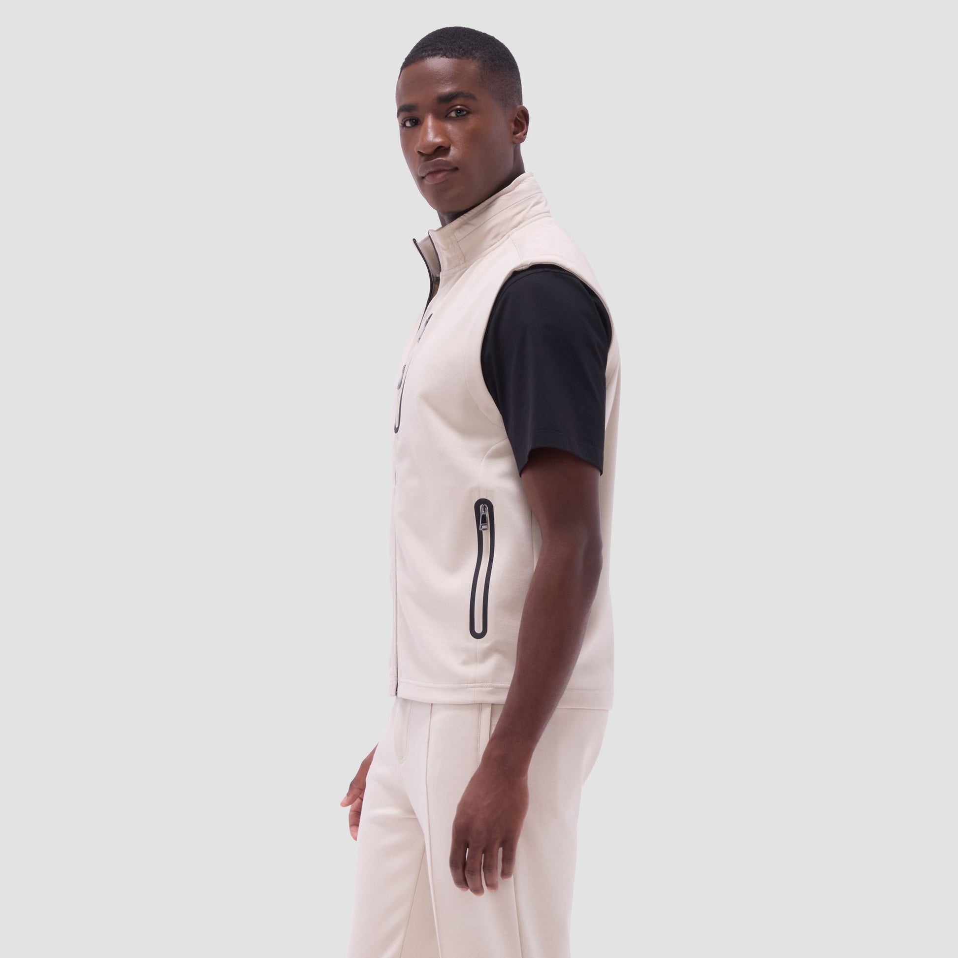 Bugatchi Soft Touch™ Solid Vest With Hood Almond